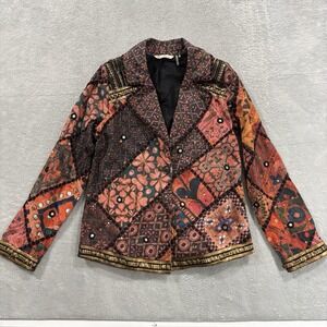 Soft Surroundings Blazer Jacket Women Small Multicolor Boho Vintage Y2K Indie